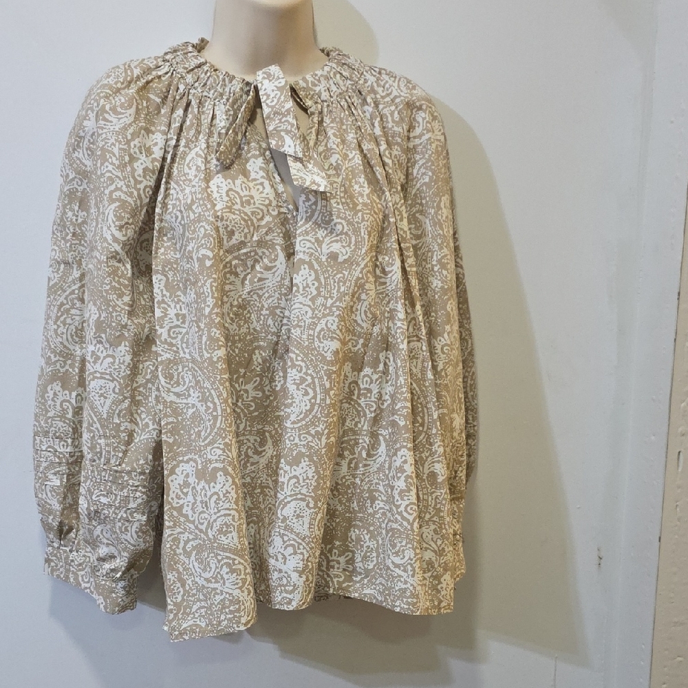 a.n.a Paisley Blouse - Tan and White